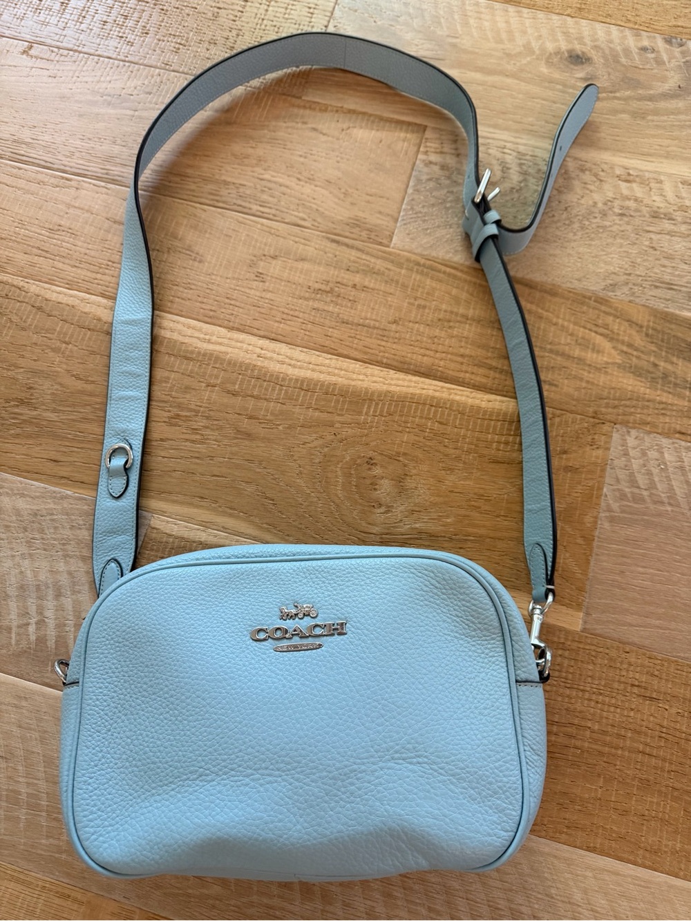 Coach Pebbled Leather Crossbody in Powder Blue